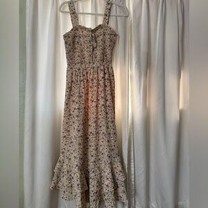 Grace Karin Cream and Purple Floral Maxi Dress